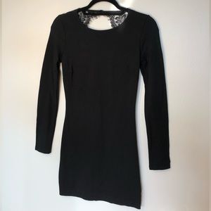 Lulu’s Black Lace Open Back Bodycon Dress Size S